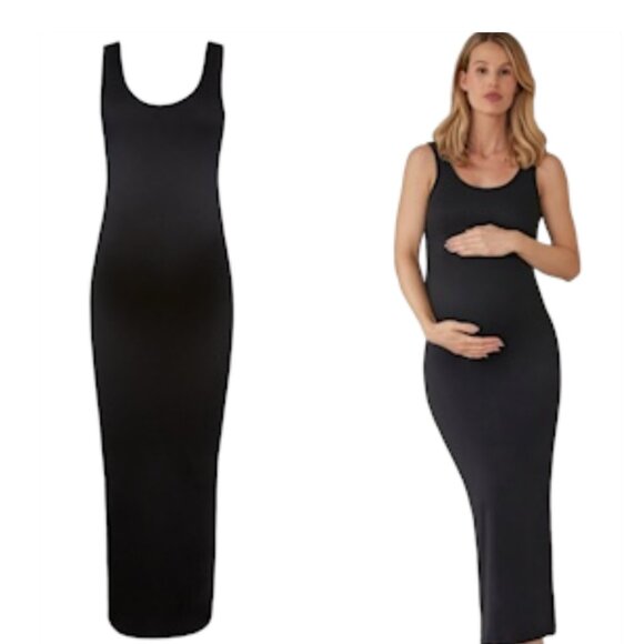 BUMPSUIT The Maternity Black Double Lined Brushed Jersey Midi Dress Size M - Picture 3 of 9